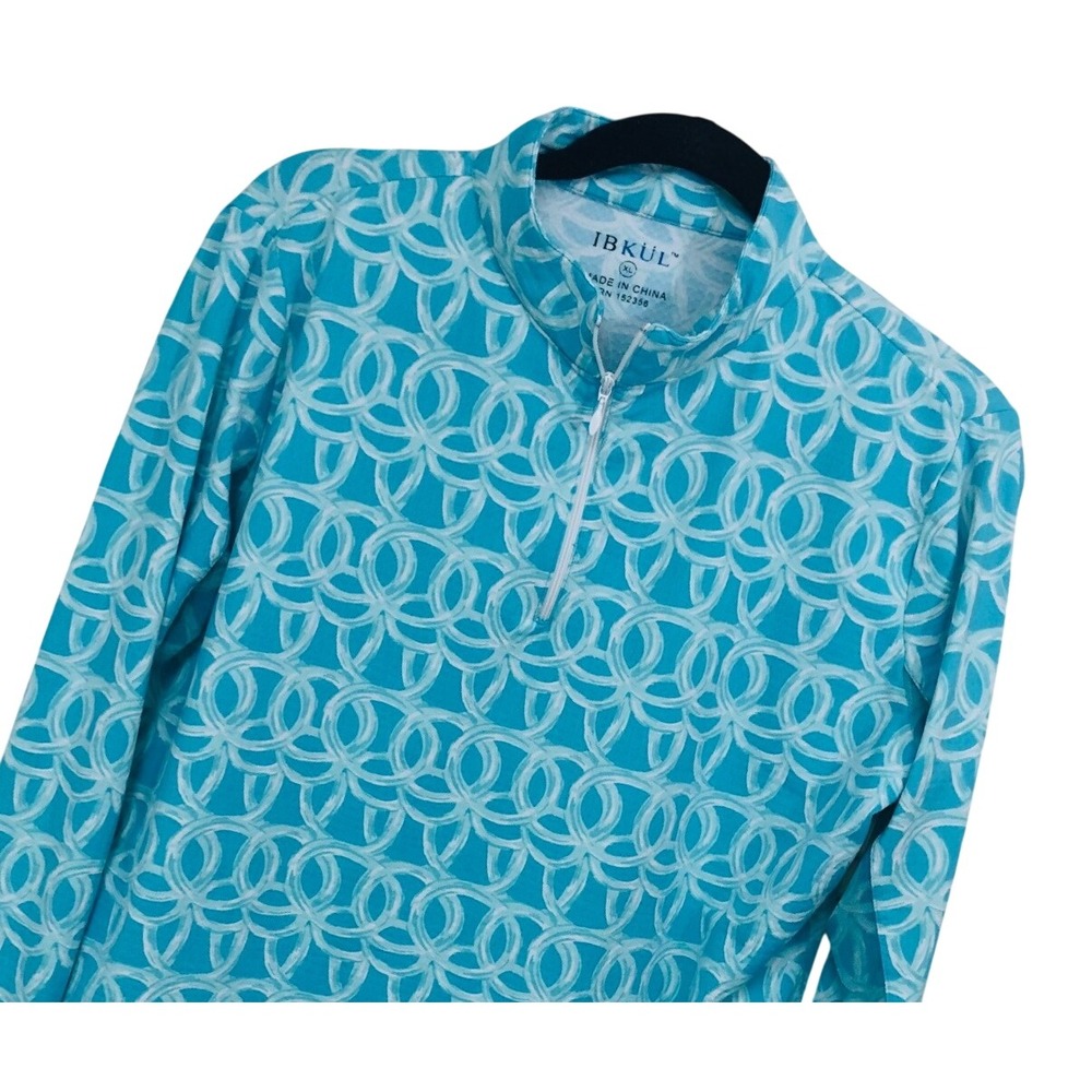 IBKÜL Shiloh Blue Long Sleeve Golf Shirt Tennis Pickleball UPF Cooling Women XL